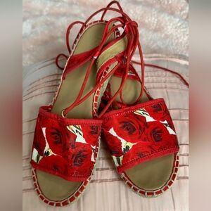 Franco Sarto Red and White Espadrille Shoes